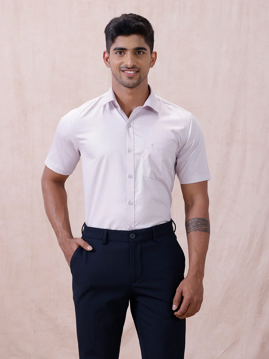 Men Cotton Rich Shirt Light Purple T61 AKT3 - Image 2