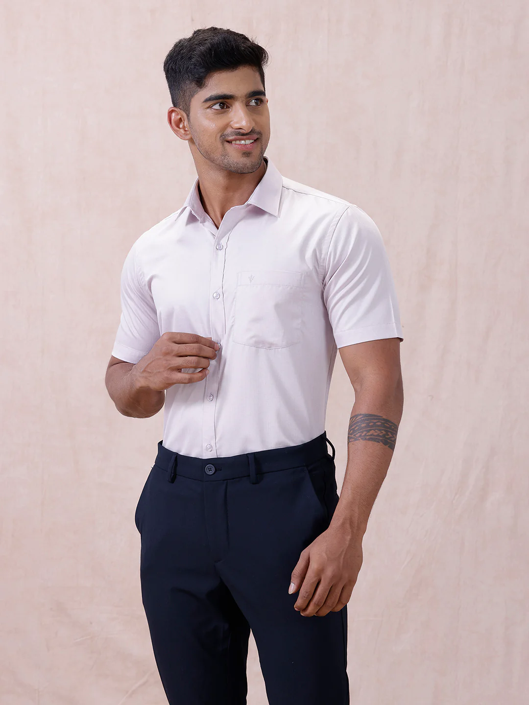 Men Cotton Rich Shirt Light Purple T61 AKT3 - Image 6