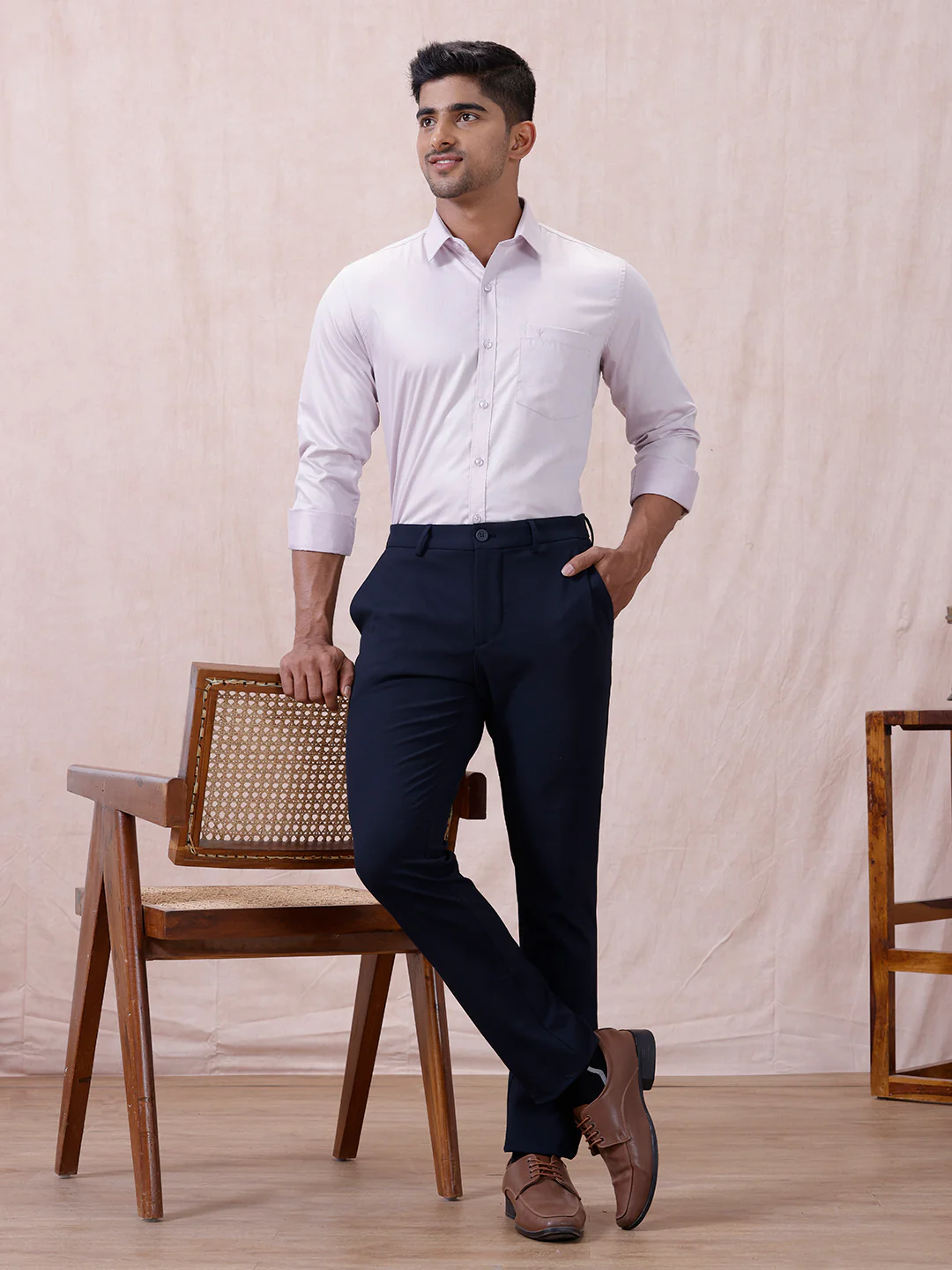 Men Cotton Rich Shirt Light Purple T61 AKT3 - Image 8