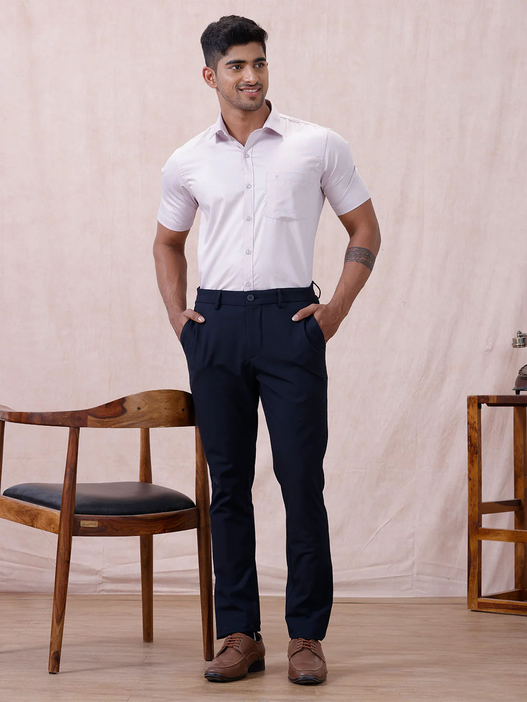 Men Cotton Rich Shirt Light Purple T61 AKT3 - Image 9