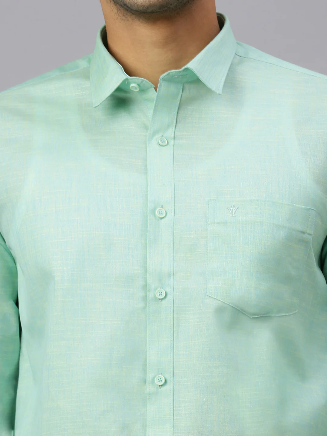 Men Cotton Rich Mint Green Shirt and Tissue Dhoti Set C83 - Image 4