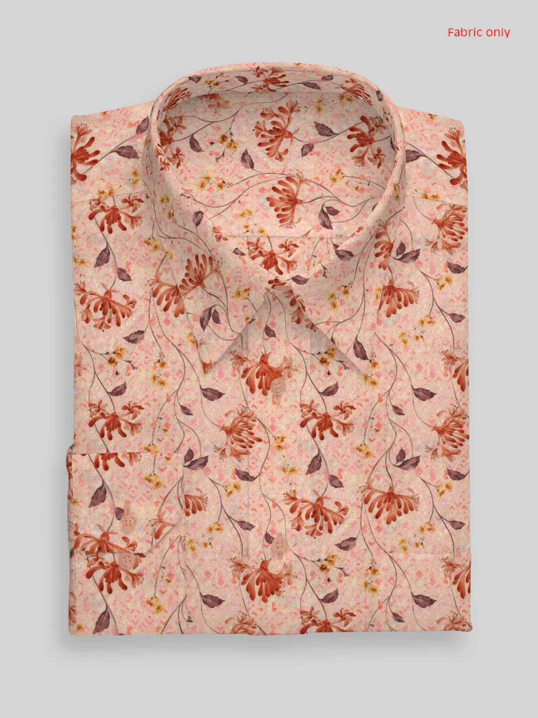 Men Cotton Rich Orange Printed Shirt Fabric Oslo Print - Image 3