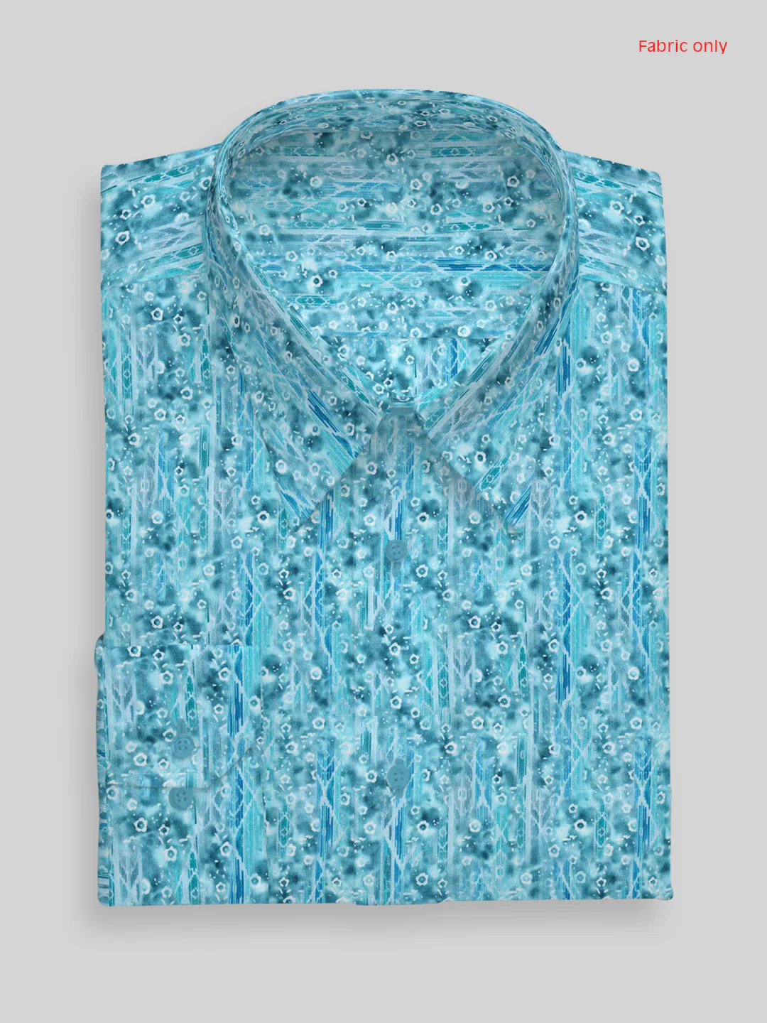Men Cotton Rich Printed Shirt Fabric Blue Oslo Print - Image 3
