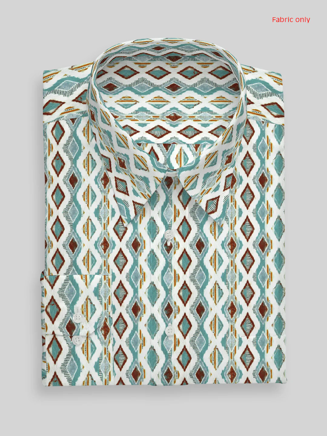 Men Cotton Rich Printed Shirt Fabric Blue with White Oslo Print - Image 3