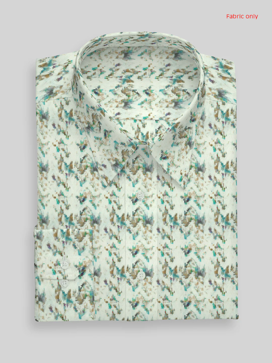 Men Cotton Rich Printed Shirt Fabric Cream Oslo Print - Image 3