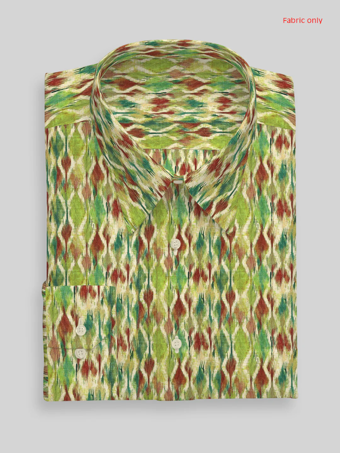 Men Cotton Rich Printed Shirt Fabric Green Oslo Print - Image 3