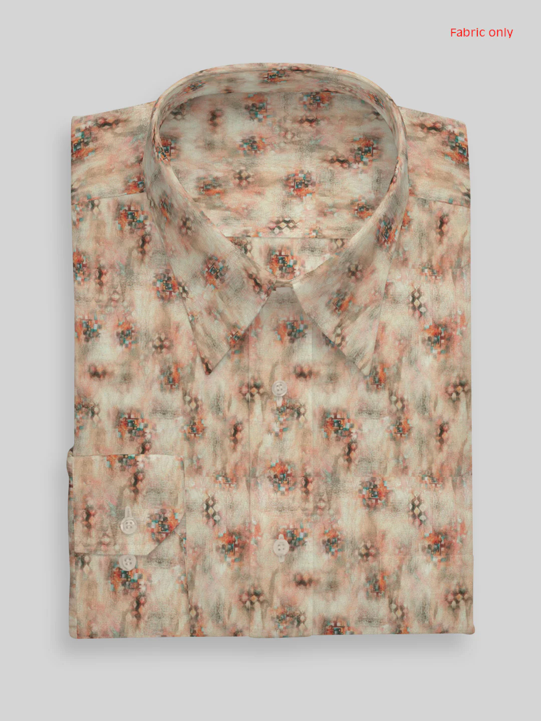 Men Cotton Rich Printed Shirt Fabric Orange Oslo Print - Image 3