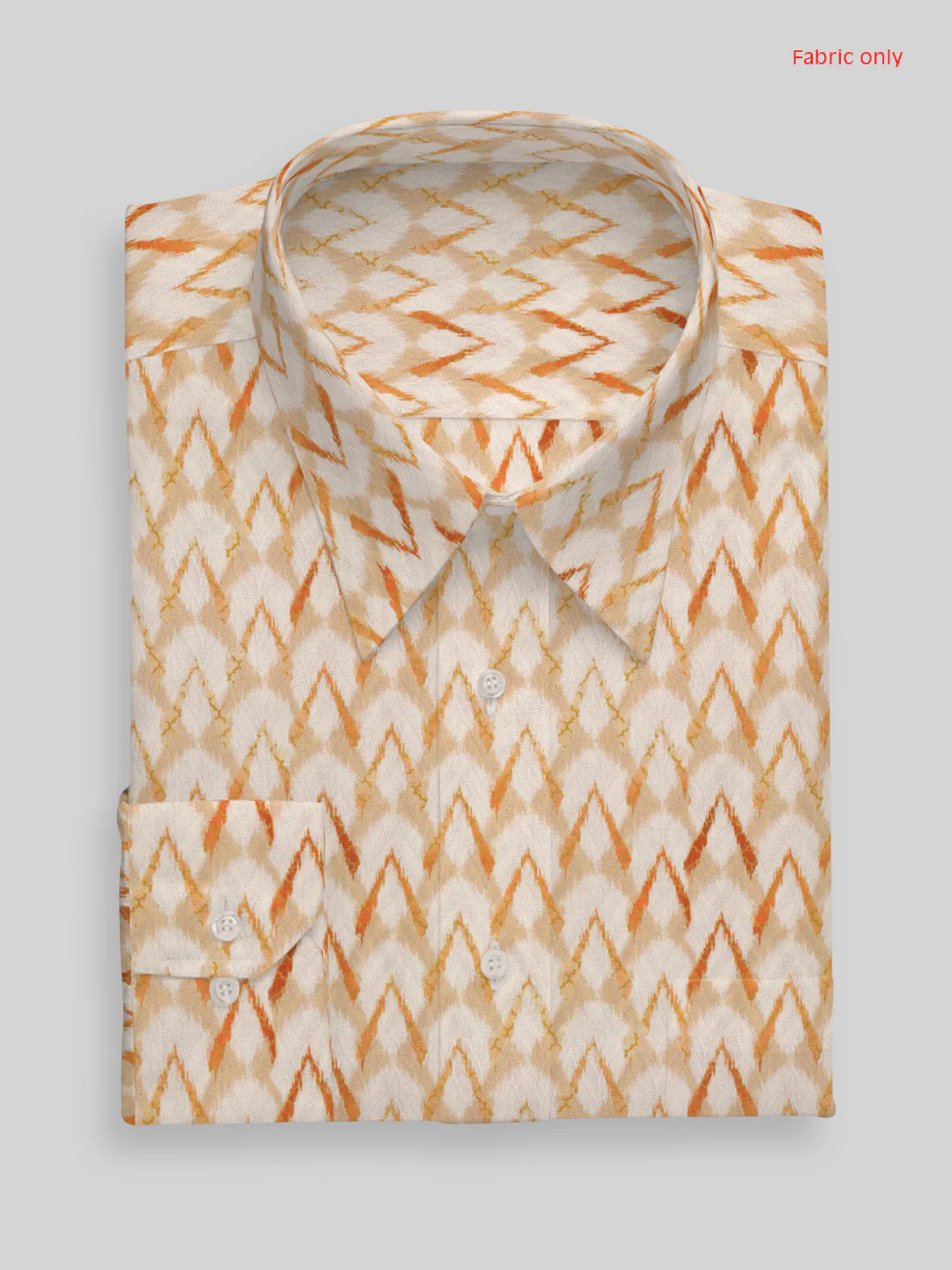 Men Cotton Rich Printed Shirt Fabric Orangy Yellow Oslo Print - Image 3