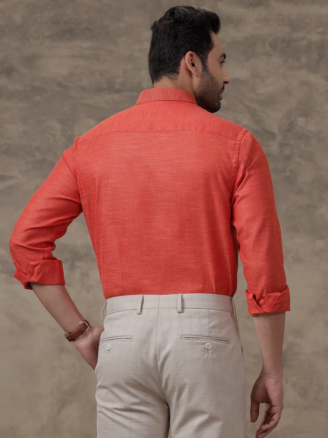 Men Cotton Rich Shirt Bright Red T28 TD6 - Image 4