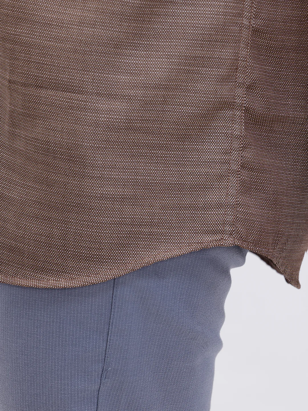 Men Cotton Rich Half Sleeve Shirt Brown Dobby T59 AIT4 - Image 6