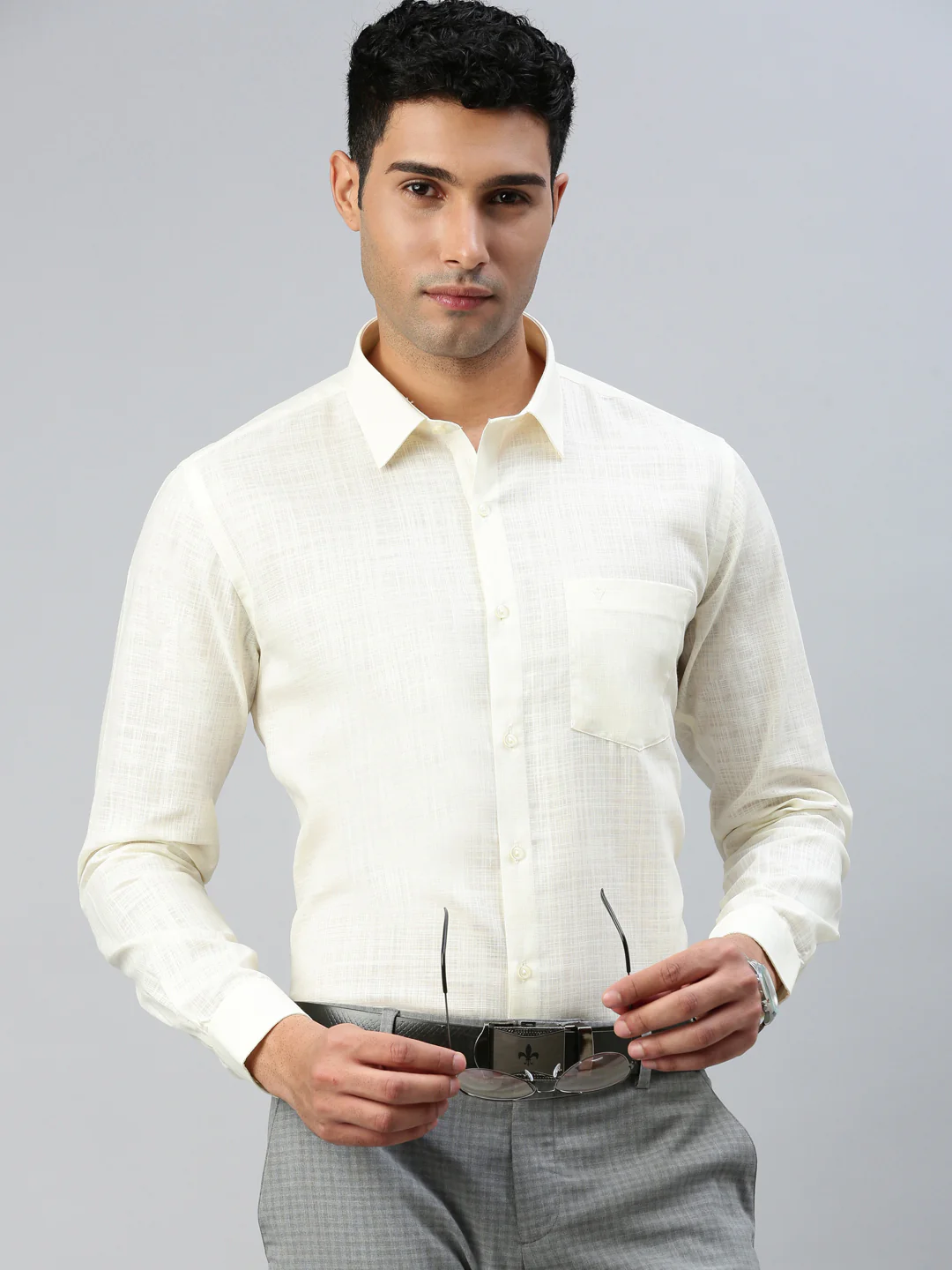 Men Cotton Rich Shirt Cream Celebrity