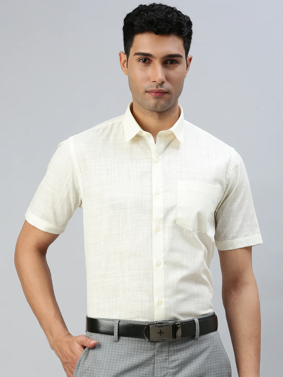 Men Cotton Rich Shirt Cream Celebrity - Image 2