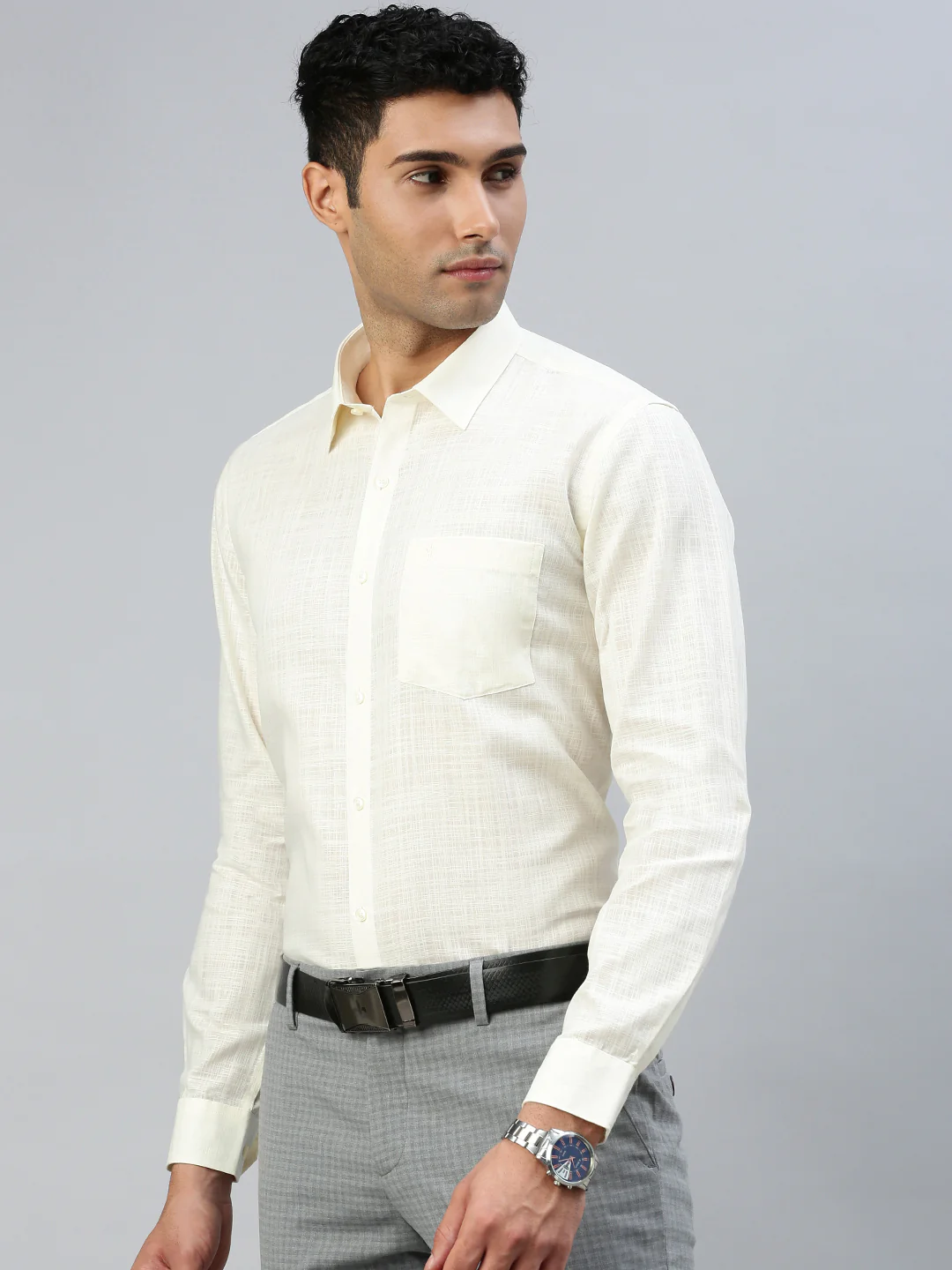 Men Cotton Rich Shirt Cream Celebrity - Image 3