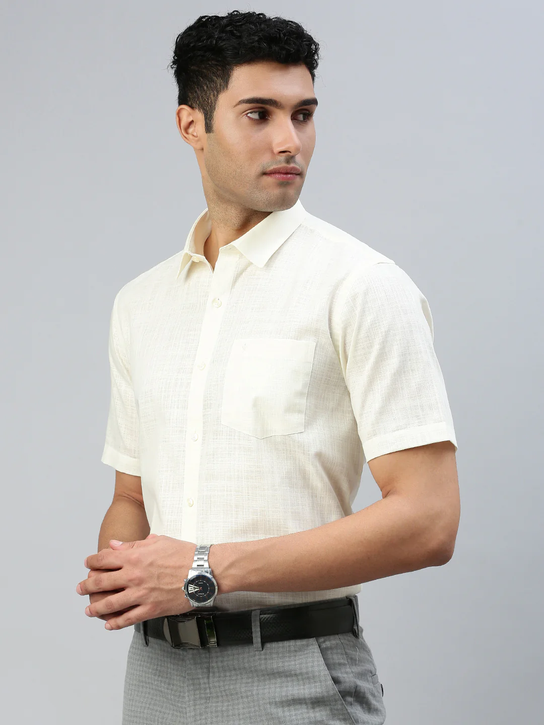 Men Cotton Rich Shirt Cream Celebrity - Image 4