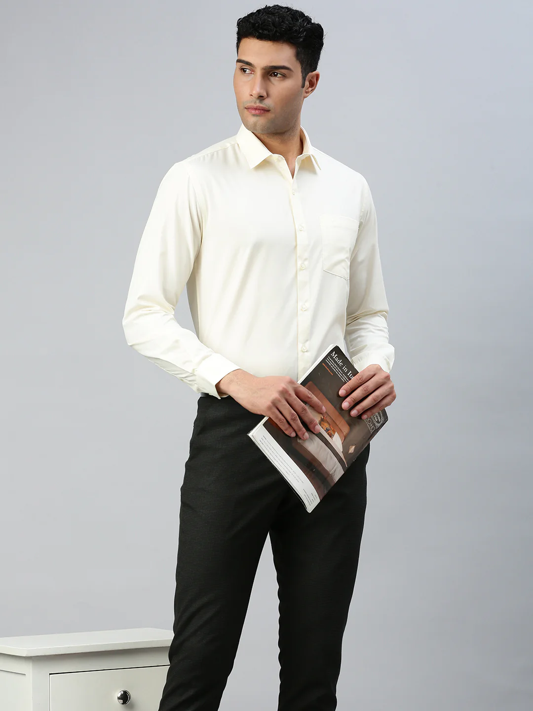 Men Cotton Rich Shirt Cream Kalyan Cotton - Image 4