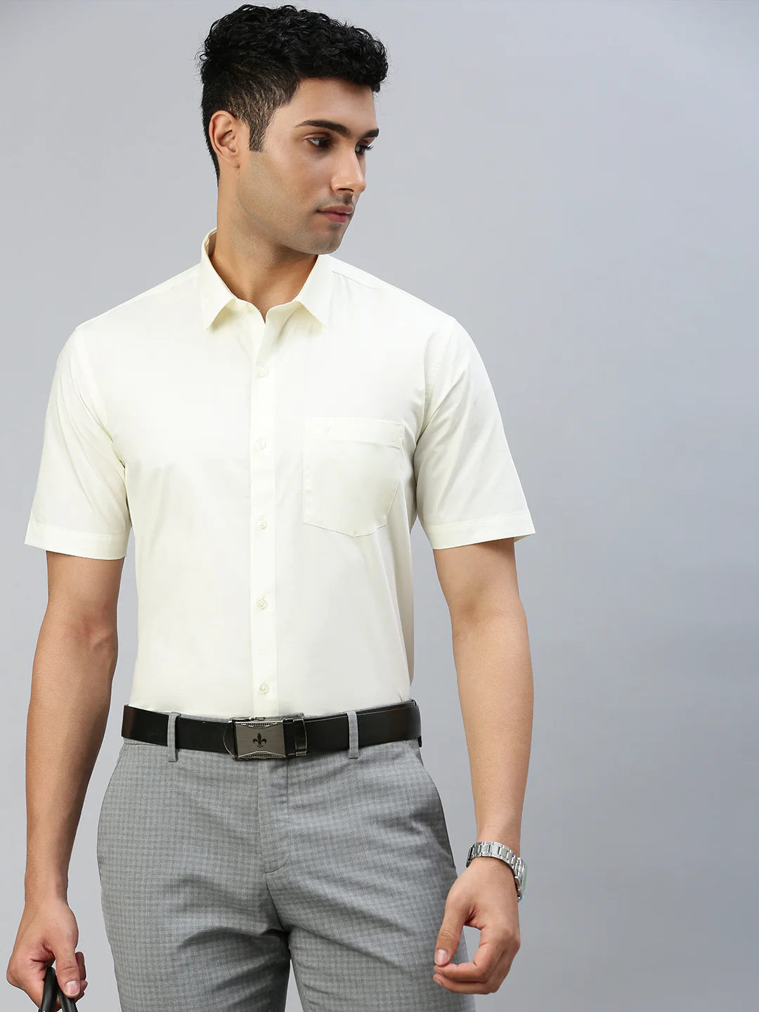 Men Cotton Rich Shirt Cream Mangalyam - Image 4