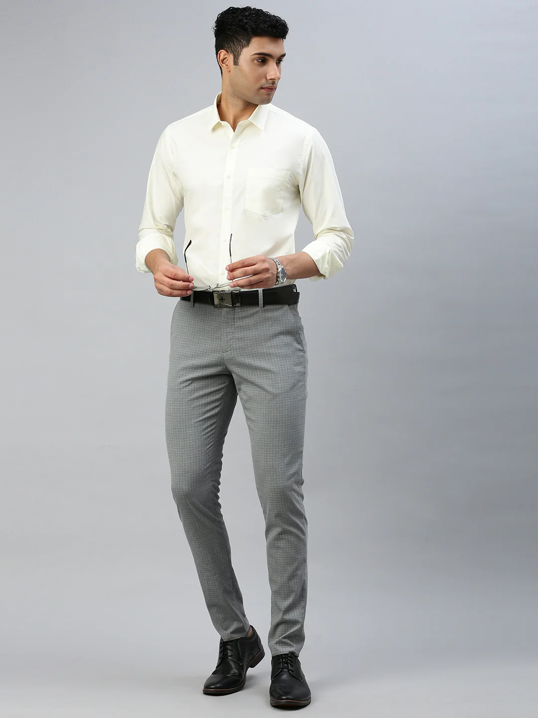 Men Cotton Rich Shirt Cream Mangalyam - Image 5