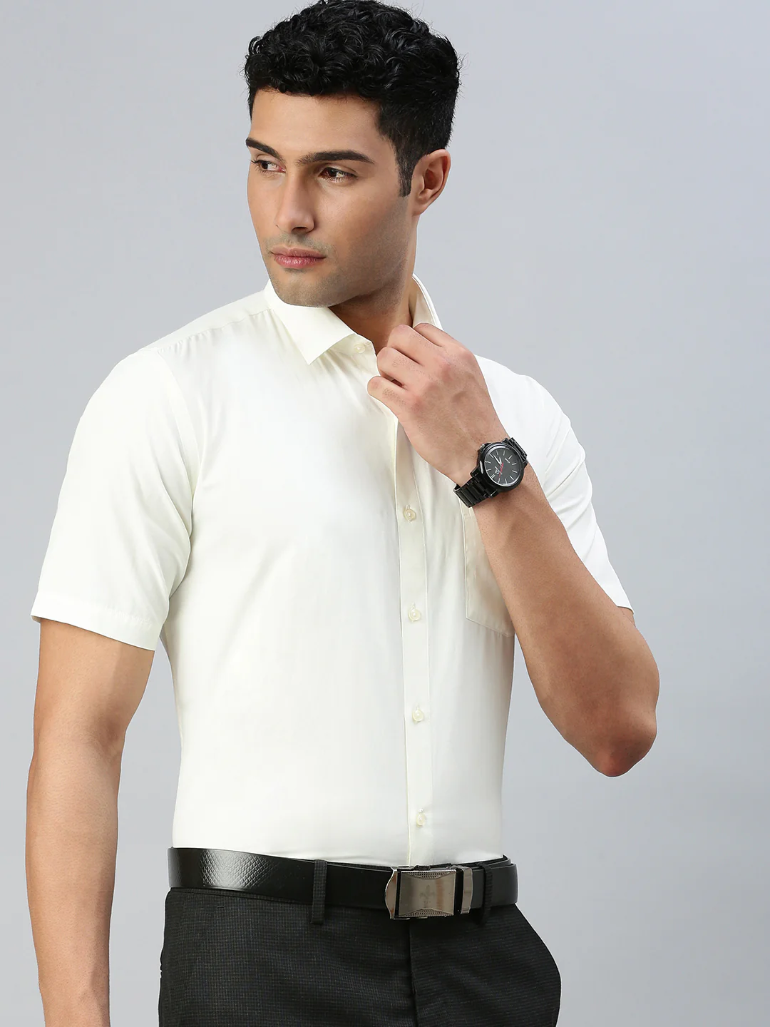 Men Cotton Rich Shirt Cream Vivaham - Image 2