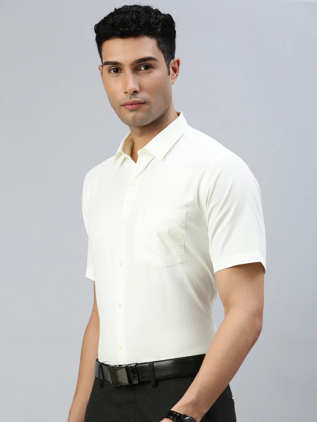 Men Cotton Rich Shirt Cream Vivaham - Image 6