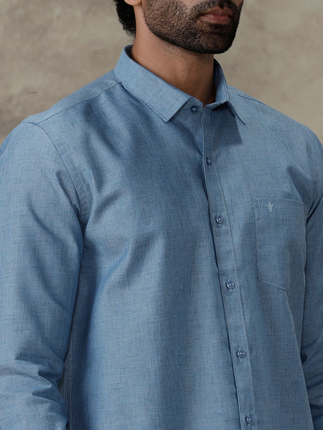 Men Cotton Rich Shirt Deep Blue Trendy 8 YH6 - Image 5
