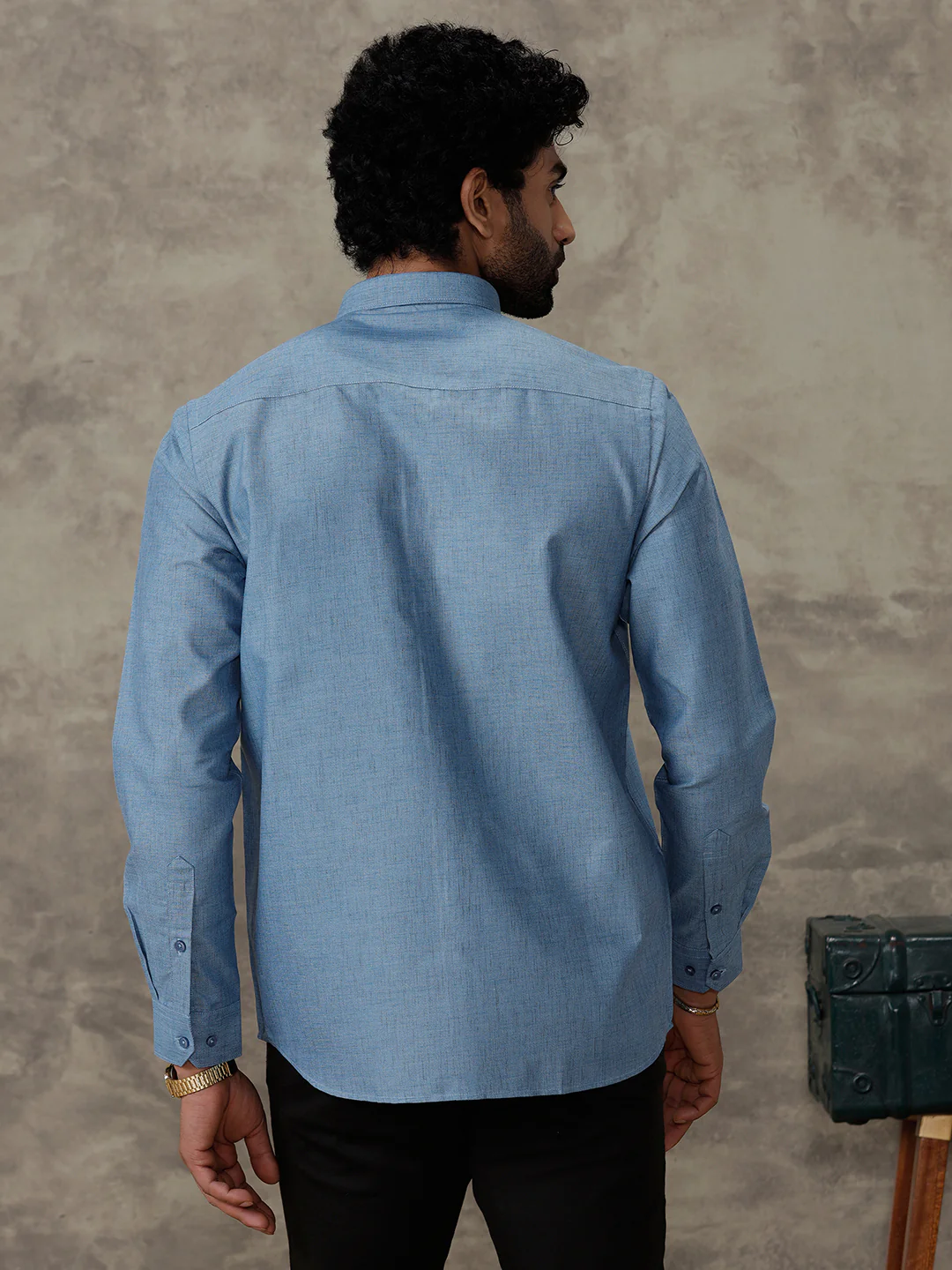 Men Cotton Rich Shirt Deep Blue Trendy 8 YH6 - Image 6