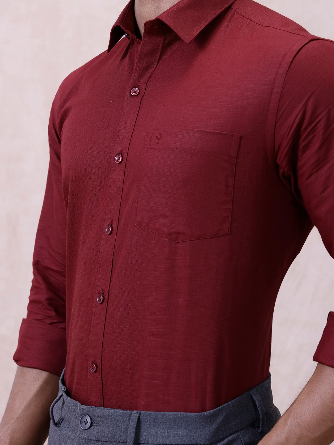 Men Cotton Rich Shirt DK Berry Red T64 ANT8 - Image 5
