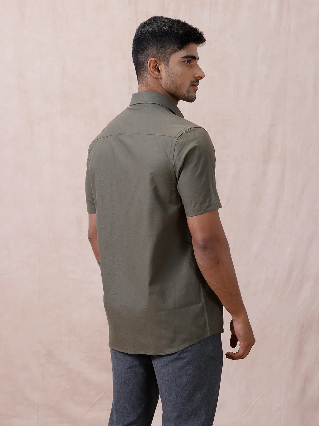 Men Cotton Rich Shirt DK Leaf Green T64 ANT9 - Image 7