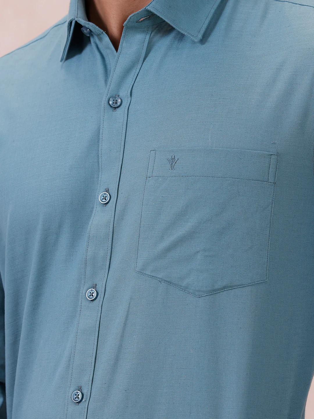Men Cotton Rich Shirt DK Teal Green T64 ANT7 - Image 5