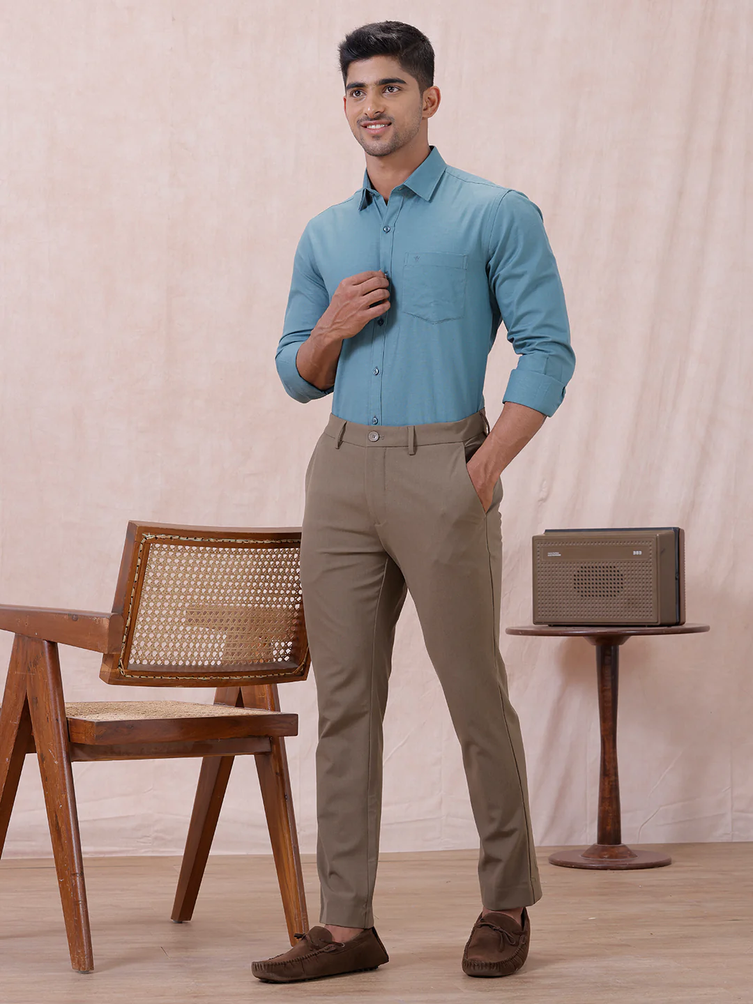 Men Cotton Rich Shirt DK Teal Green T64 ANT7 - Image 8