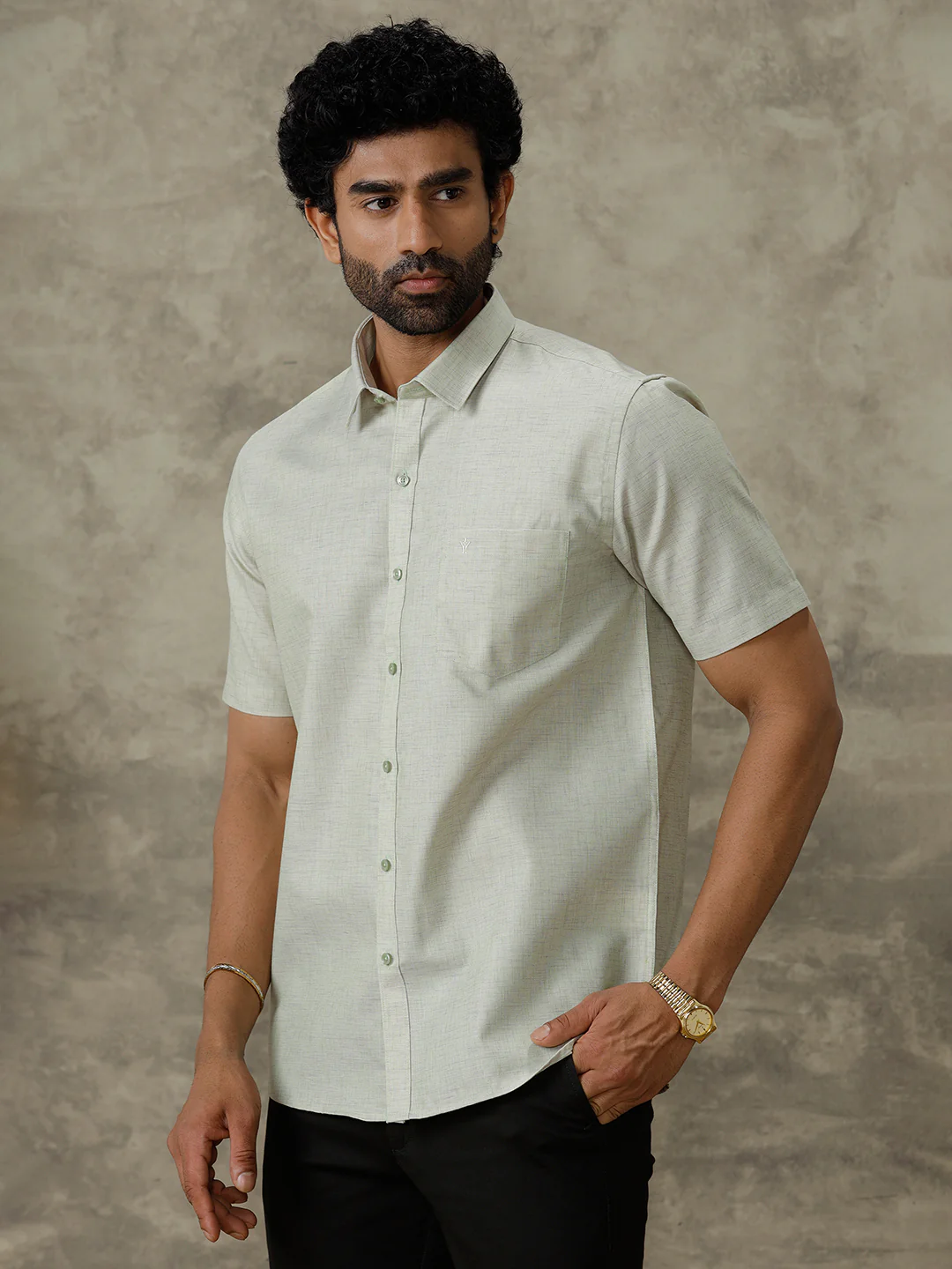 Men Cotton Rich Shirt Green Trendy 8 YH1 - Image 2