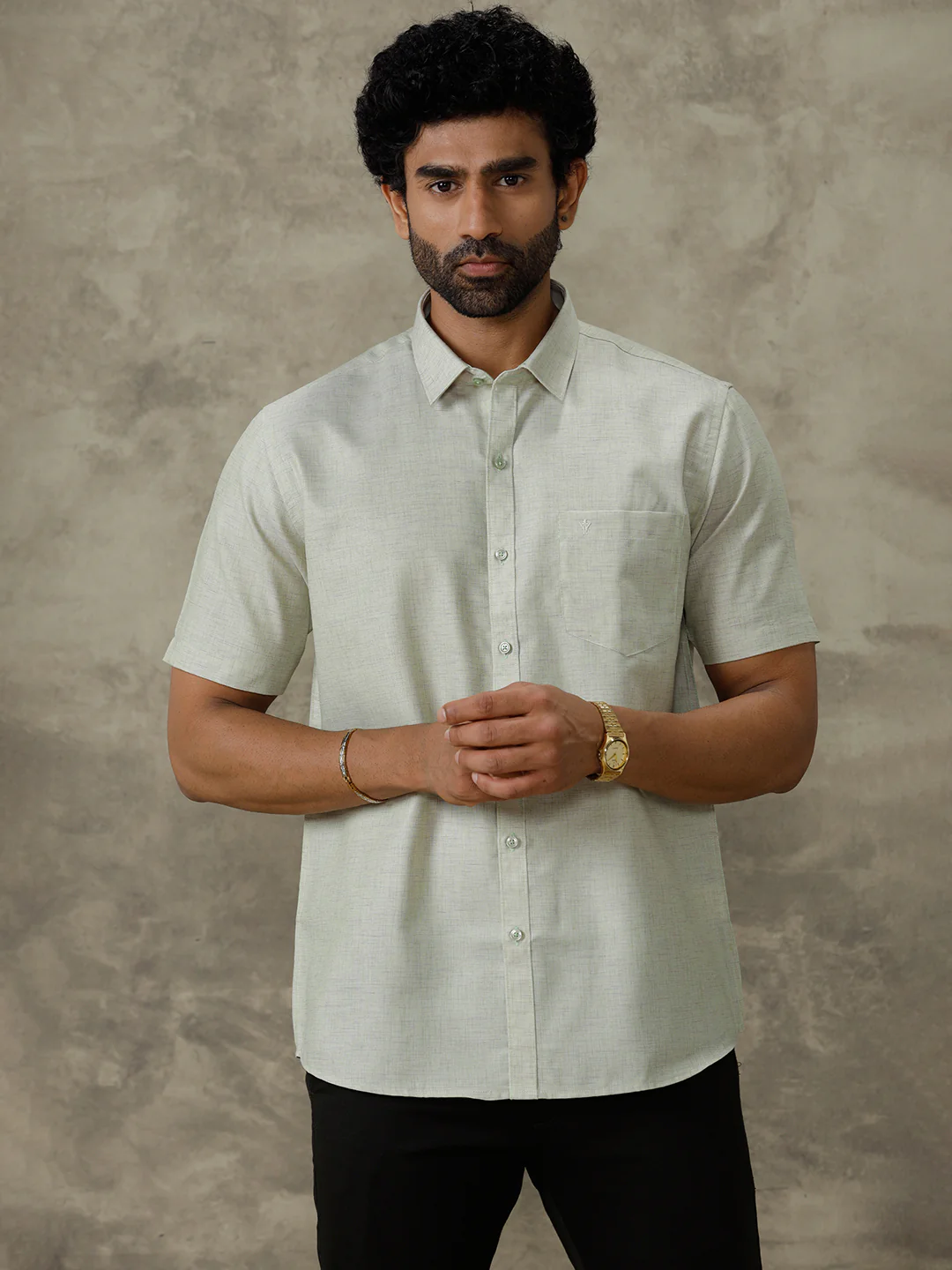 Men Cotton Rich Shirt Green Trendy 8 YH1 - Image 4