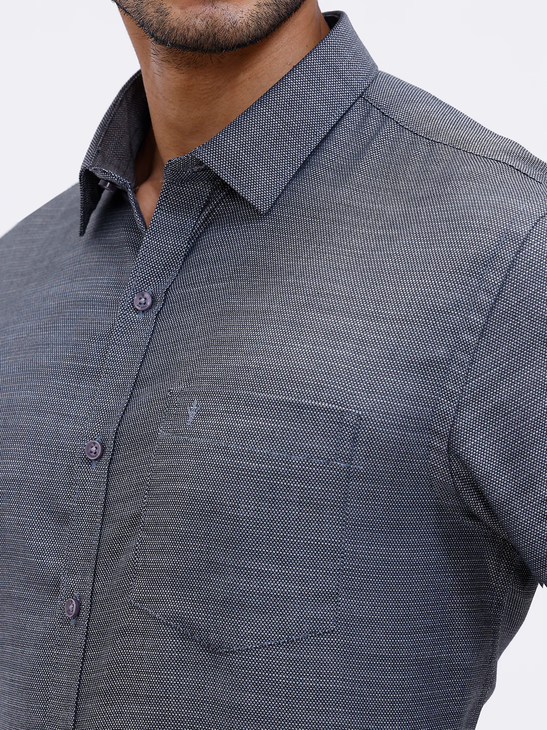 Men Cotton Rich Full Sleeve Shirt Grey Black Dobby T59 AIT5 - Image 5