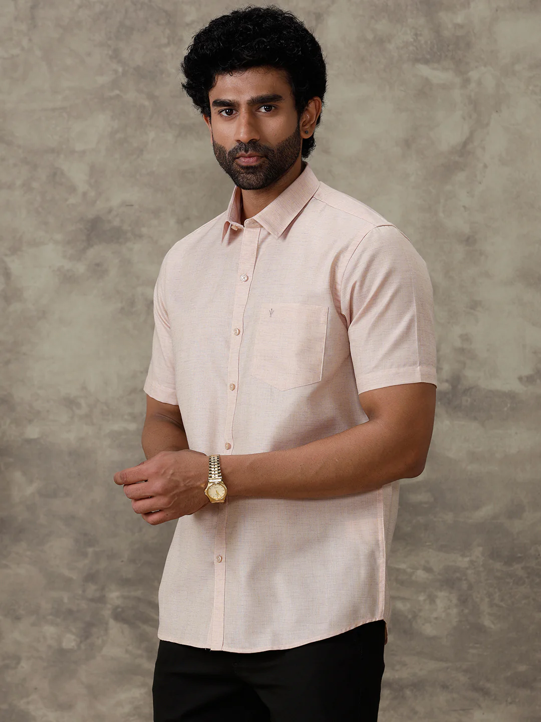 Men Cotton Rich Shirt Light Brown Trendy 8 YH3 - Image 2