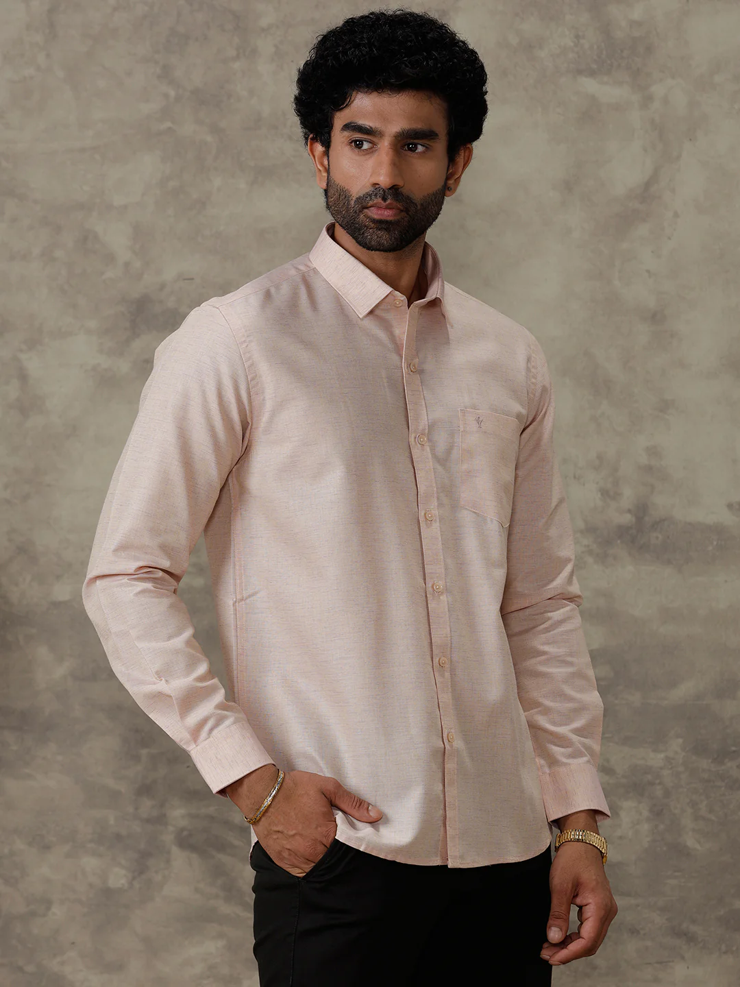 Men Cotton Rich Shirt Light Brown Trendy 8 YH3 - Image 3