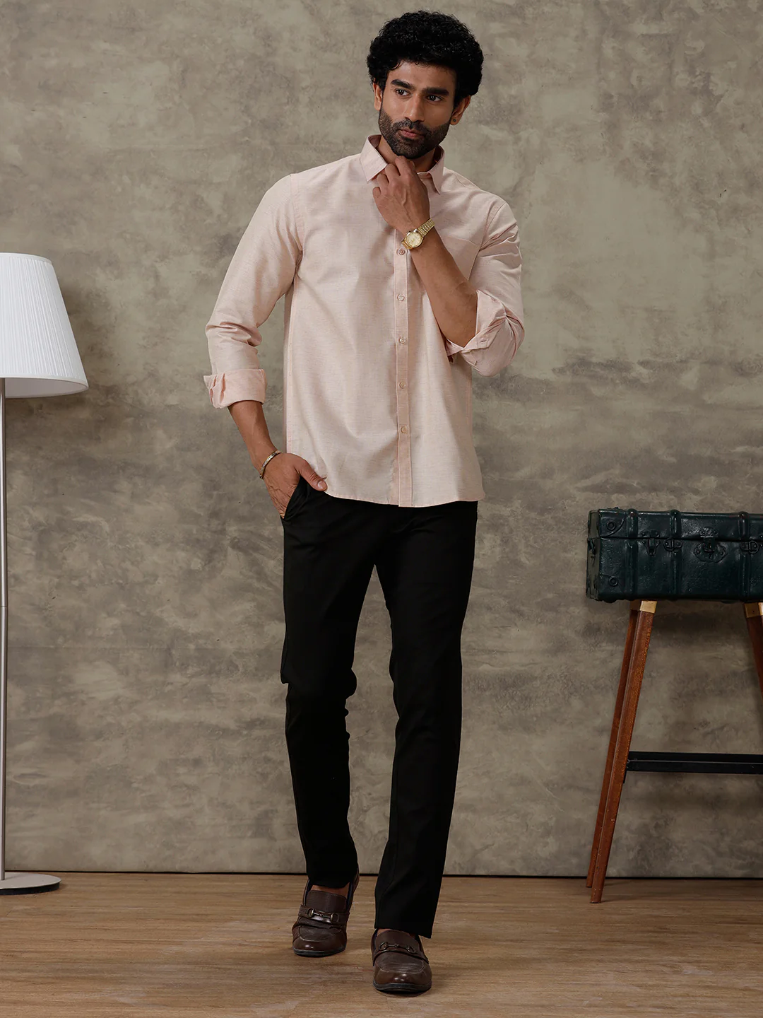Men Cotton Rich Shirt Light Brown Trendy 8 YH3 - Image 5
