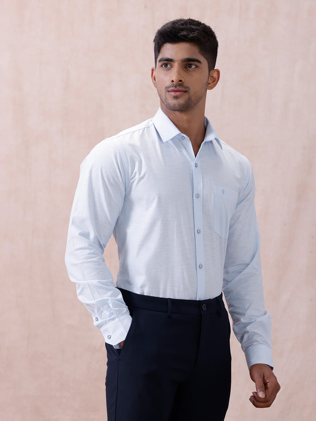 Men Cotton Rich Shirt Light Sky Blue T64 ANT1 - Image 3