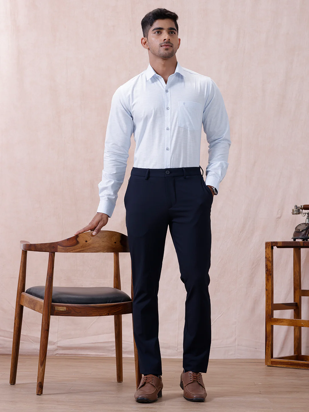 Men Cotton Rich Shirt Light Sky Blue T64 ANT1 - Image 8