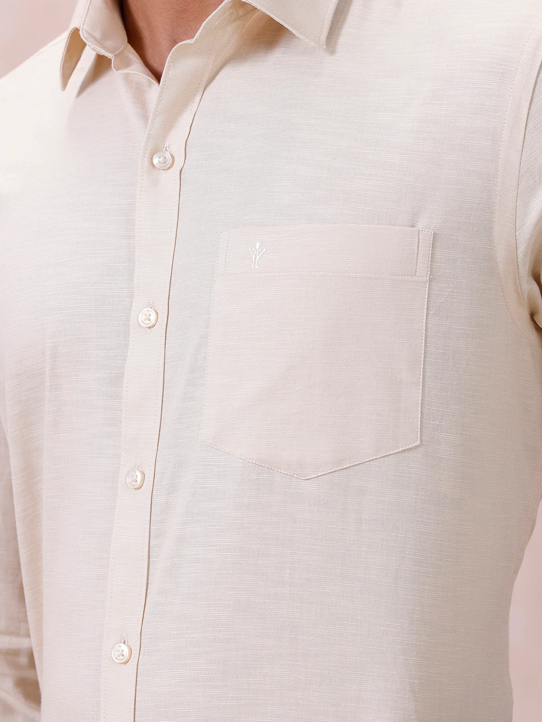 Men Cotton Rich Shirt LT Beige T64 ANT6 - Image 5