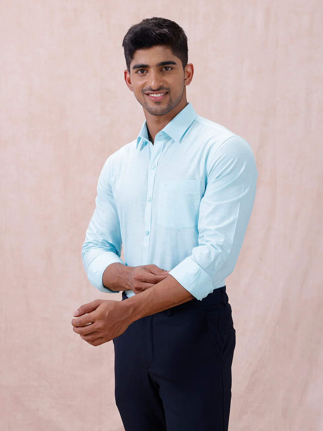 Men Cotton Rich Shirt LT Mint Green T64 ANT4 - Image 3