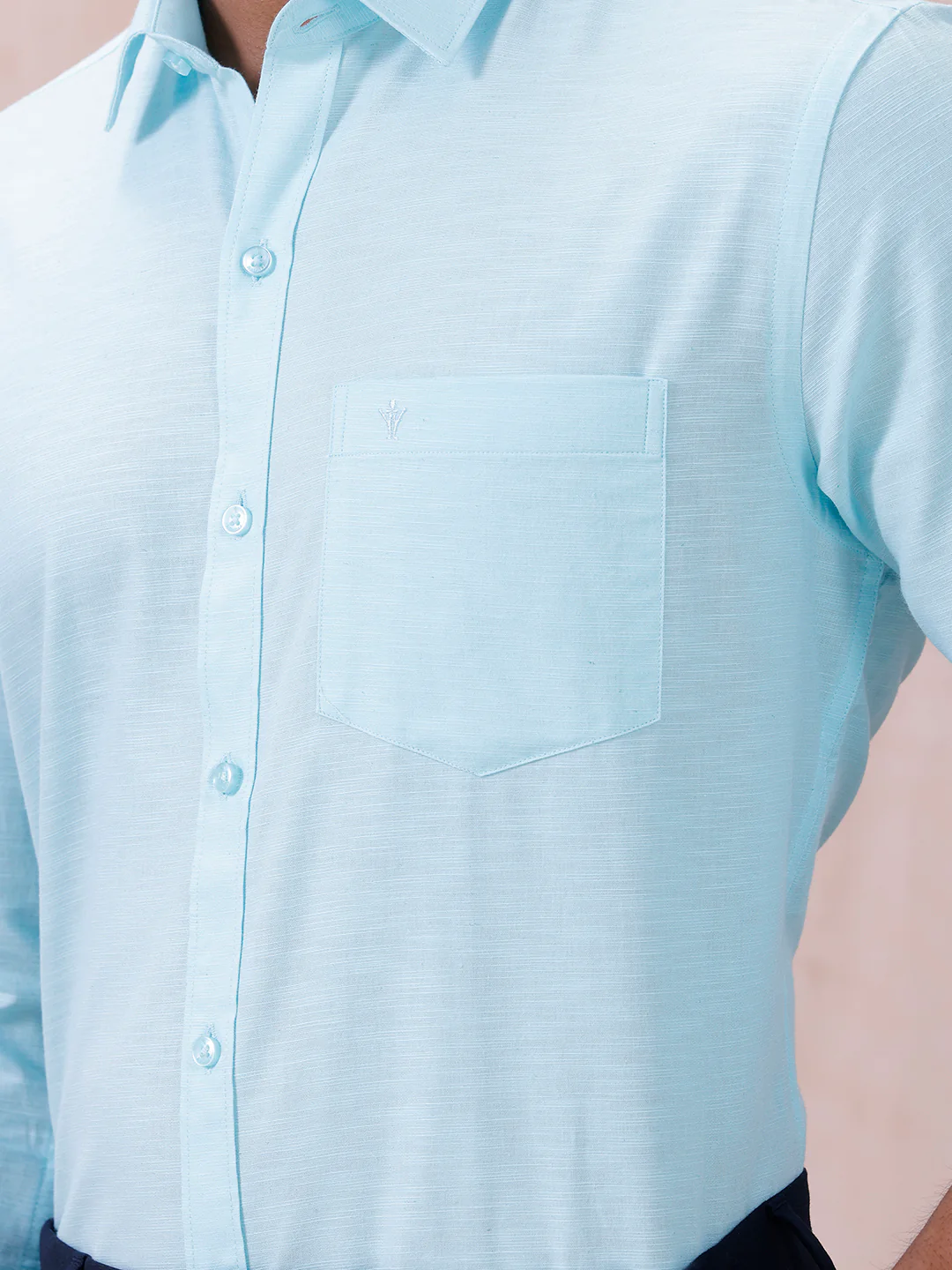 Men Cotton Rich Shirt LT Mint Green T64 ANT4 - Image 5