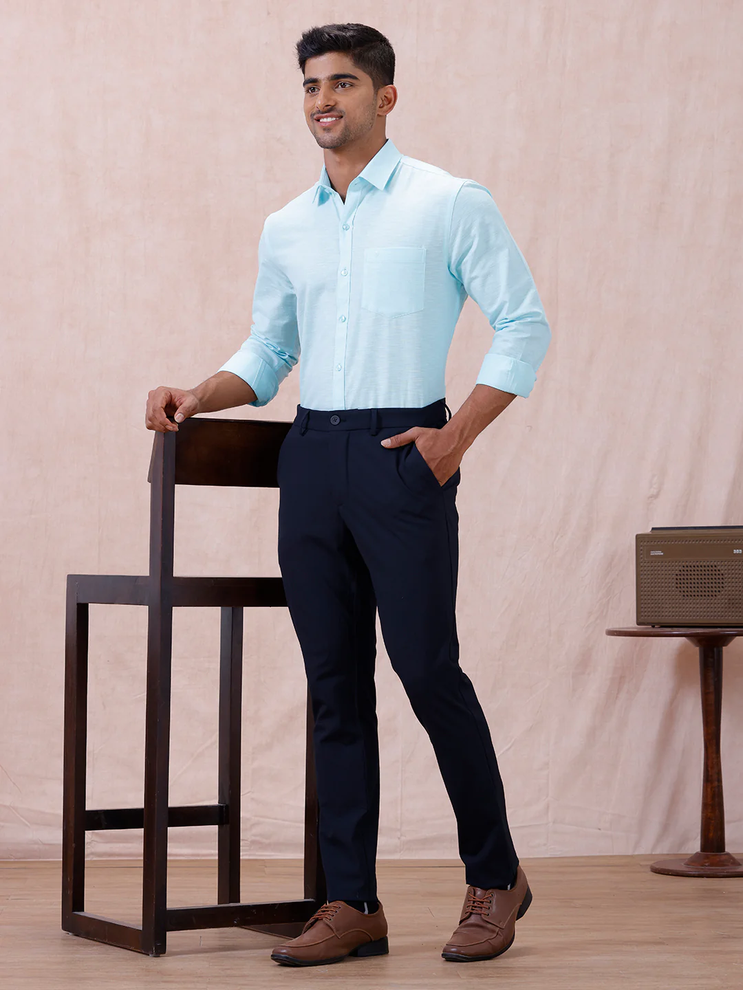 Men Cotton Rich Shirt LT Mint Green T64 ANT4 - Image 7