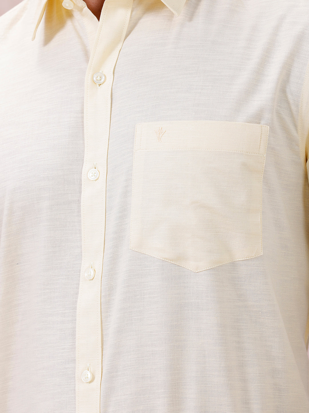 Men Cotton Rich Shirt LT Pale Yellow T64 ANT3 - Image 5