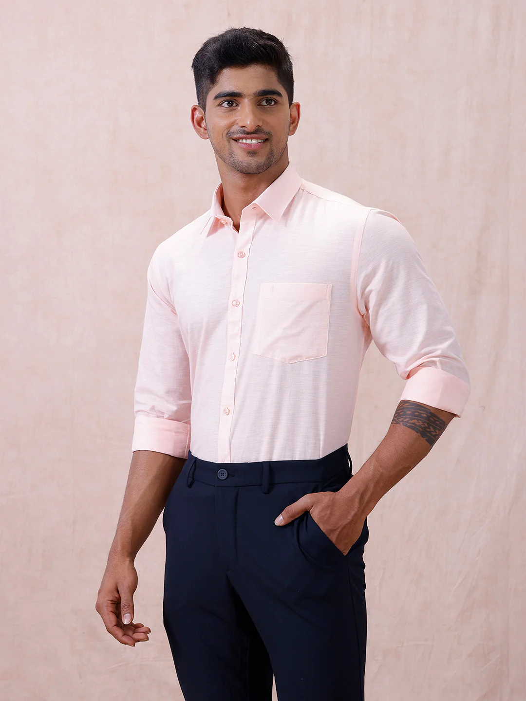 Men Cotton Rich Shirt LT Pinky Orange T64 ANT2