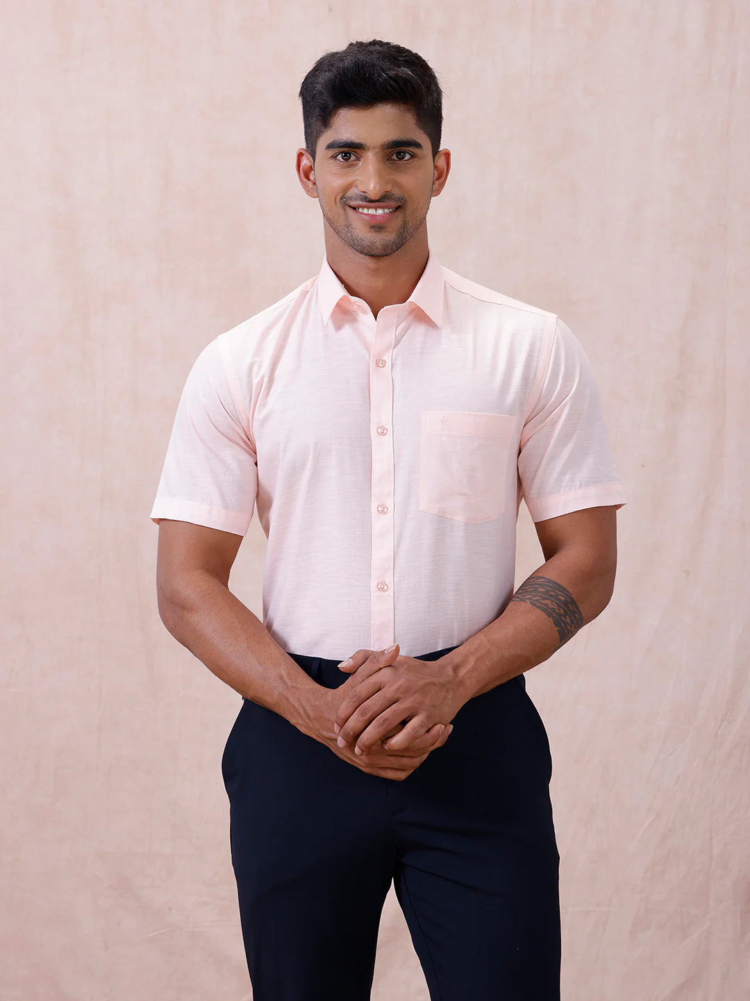 Men Cotton Rich Shirt LT Pinky Orange T64 ANT2 - Image 2