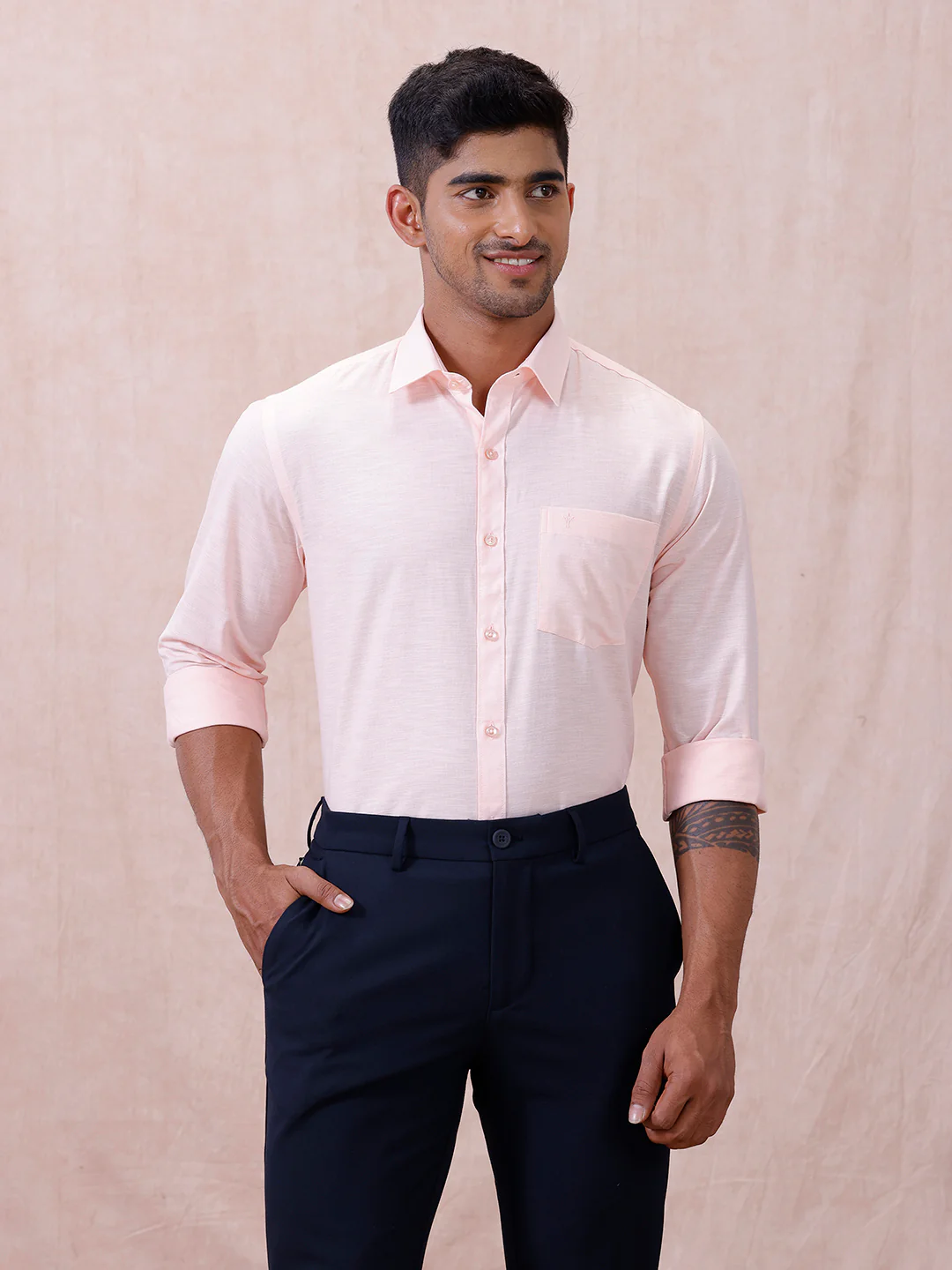 Men Cotton Rich Shirt LT Pinky Orange T64 ANT2 - Image 3