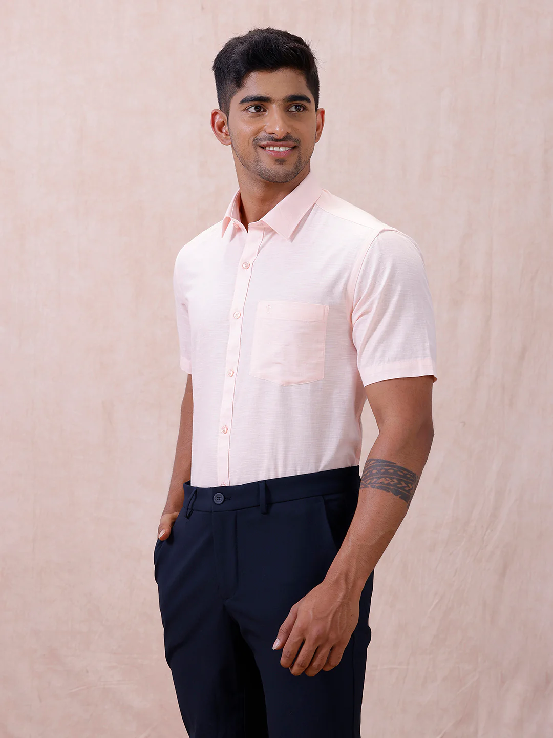 Men Cotton Rich Shirt LT Pinky Orange T64 ANT2 - Image 4