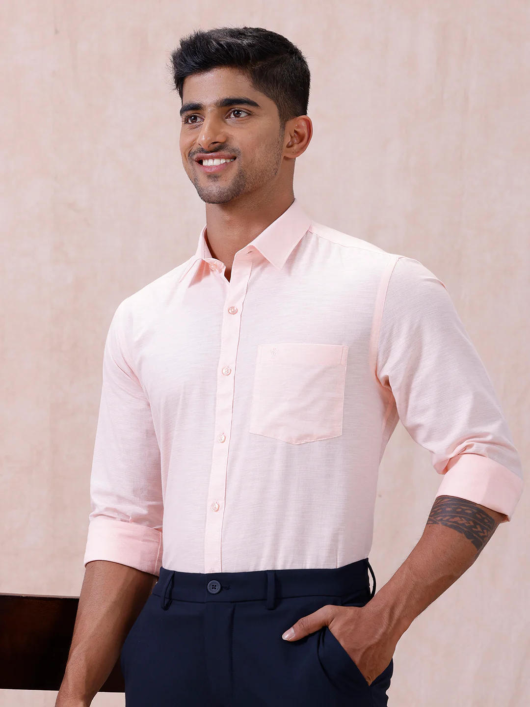 Men Cotton Rich Shirt LT Pinky Orange T64 ANT2 - Image 7