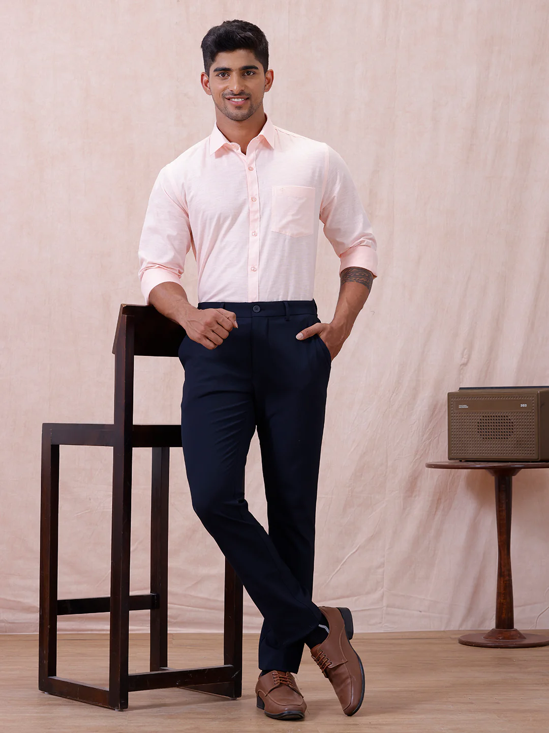 Men Cotton Rich Shirt LT Pinky Orange T64 ANT2 - Image 8