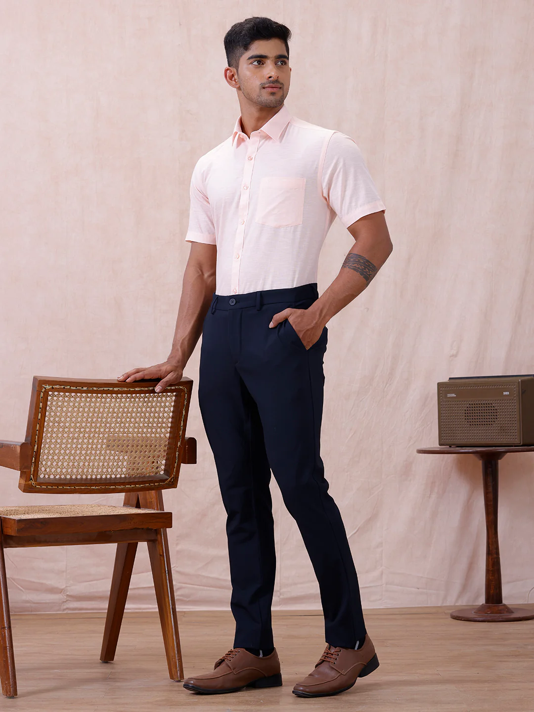 Men Cotton Rich Shirt LT Pinky Orange T64 ANT2 - Image 9