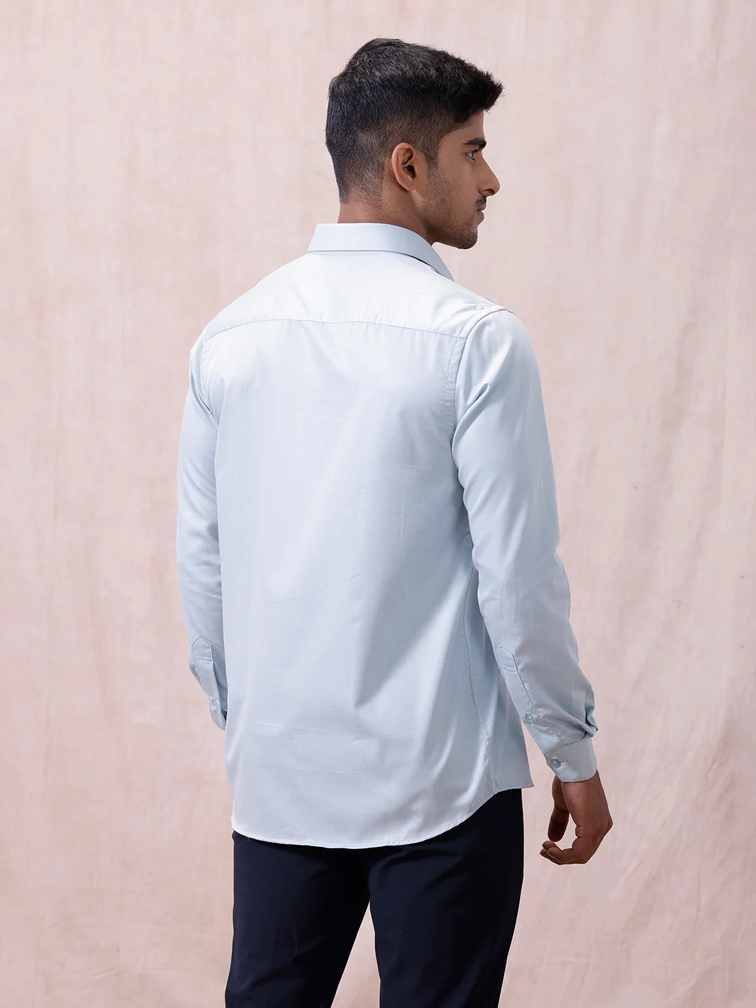 Men Cotton Rich Shirt LT Teal Blue T61 AKT4 - Image 5